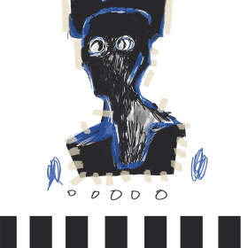 抽象人物涂鸦长方形矢量图服装裁片T恤烫图印花花型素材