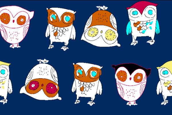 几何卡通猫头鹰矢量图服装面料水印数码印花金昌花型素材