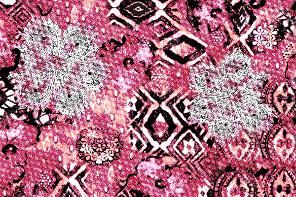 酒红几何图案花朵拼接矢量图服装面料水印数码印花金昌花型素材