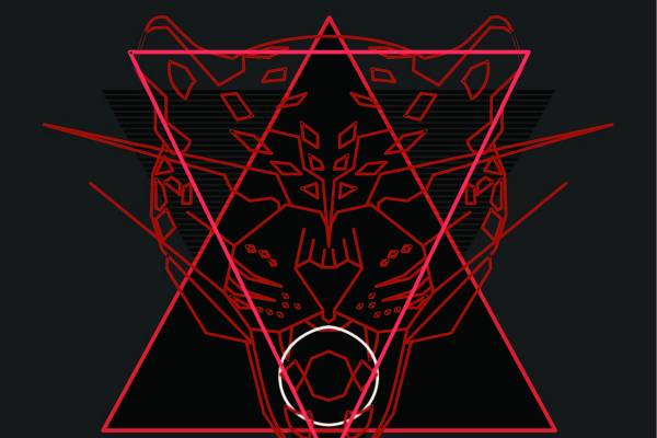 三角形拼接动物豹子花纹矢量图服装裁片T恤烫图印花花型素材