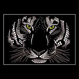 几何圆圈拼接老虎花纹矢量图服装裁片T恤烫图印花花型