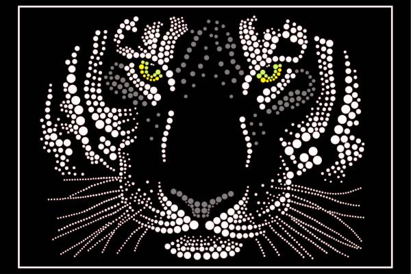 几何圆圈拼接老虎花纹矢量图服装裁片T恤烫图印花花型