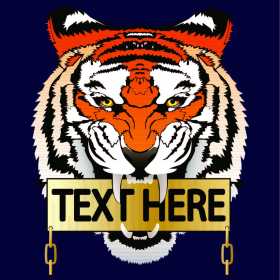 老虎几何字母矢量图服装裁片T恤烫图印花花型素材