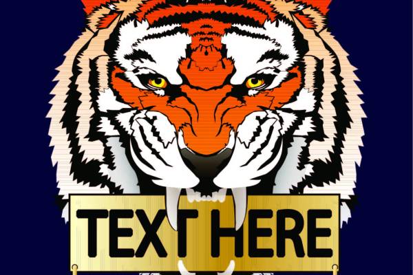 老虎几何字母矢量图服装裁片T恤烫图印花花型素材