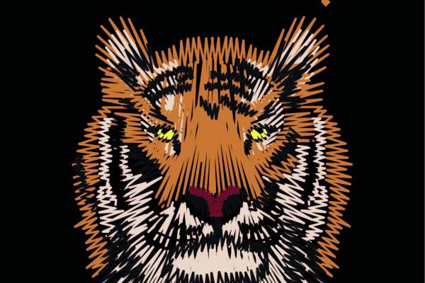 几何线条涂鸦老虎花纹字母矢量图服装裁片T恤烫图印花花型素材