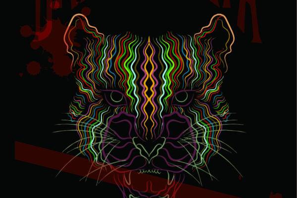 多彩几何条纹拼接豹子矢量图字母花纹服装裁片T恤烫图印花花型素材