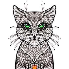 几何花纹猫咪矢量图服装裁片T恤烫图印花花型素材