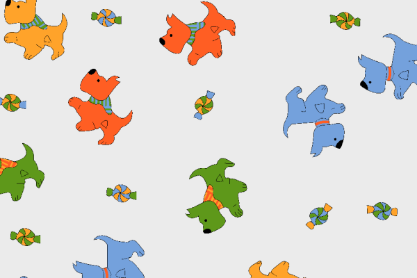 卡通小狗动物矢量图服装纺织面料水印数码印花金昌花型素材