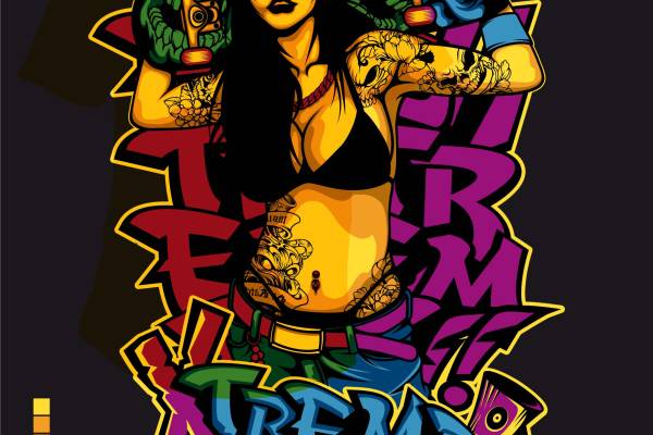 女士滑板棒球帽字母矢量图服装裁片T恤烫图印花花型素材