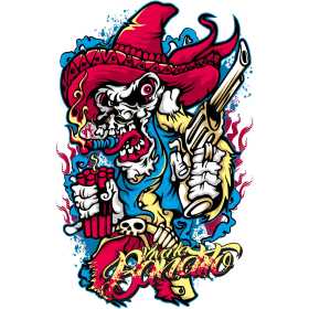 卡通动漫人物矢量图枪支炸弹花型服装裁片T恤烫图印花素材