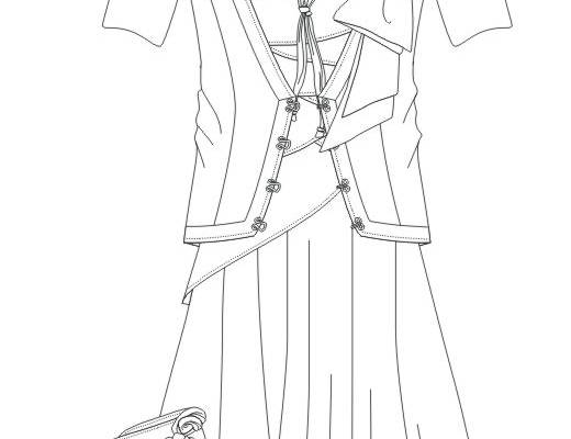 女士外套裙装设计矢量图