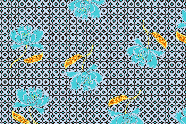 几何圆形牡丹花朵矢量图服装纺织面料水印数码印花金昌花型