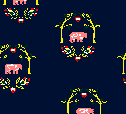 几何花纹动物棕熊矢量图服装纺织面料水印数码印花金昌花型素材