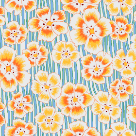 蓝白几何条纹花朵拼接矢量图服装纺织面料水印数码印花金昌花型素材