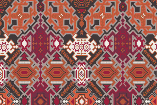 几何橙色花纹拼接矢量图服装纺织面料数码印花花型素材