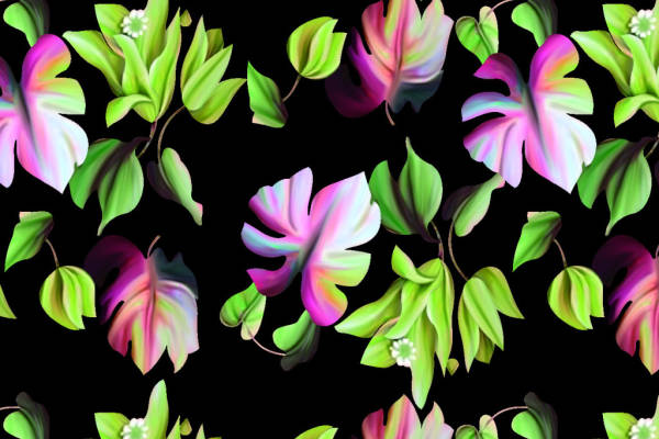 绿色植物叶子矢量图服装纺织面料数码印花花型素材