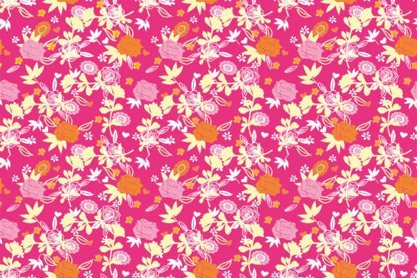 植物玫瑰花小碎花拼接矢量图服装纺织面料数码印花花型素材