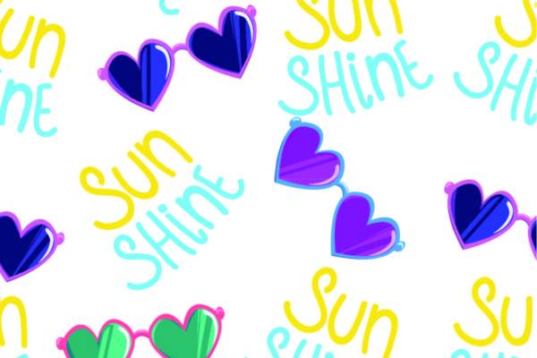 字母眼镜拼接矢量图服装纺织面料数码印花花型素材