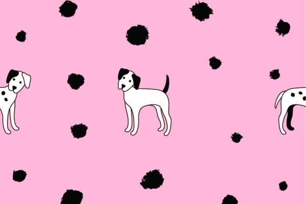 卡通动物斑点小狗矢量图服装纺织面料数码印花花型素材