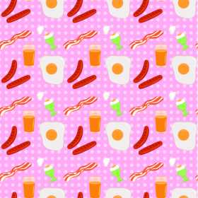 热狗煎蛋印花矢量图服装纺织面料数码印花花型素材