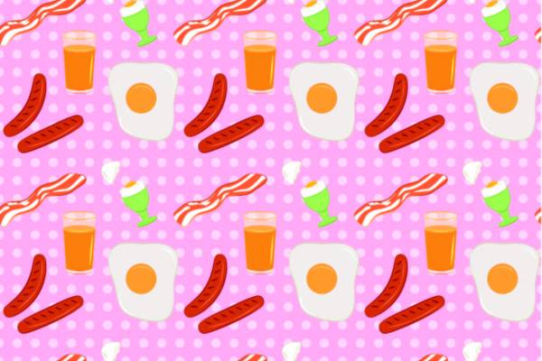 热狗煎蛋印花矢量图服装纺织面料数码印花花型素材