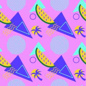 几何圆点西瓜椰子树矢量图服装纺织面料数码印花花型素材