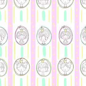 儿童卡通小公主人物花型矢量图服装纺织面料数码印花花型素材