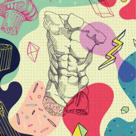 多彩几何图纹人物图案矢量图服装纺织面料数码印花花型素材