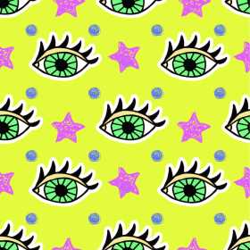 卡通眼睛圆点五角星矢量图服装纺织面料数码印花花型素材