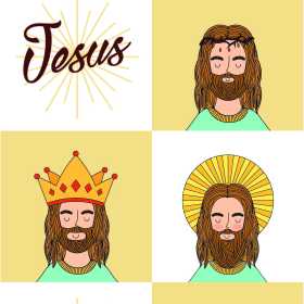 卡通耶稣字母矢量图服装纺织面料数码印花花型素材