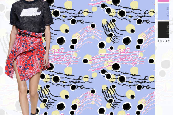 几何多彩圆点线条拼接矢量图服装面料数码印花花型素材
