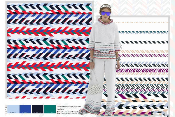 多彩几何线条拼接矢量图服装面料数码印花花型素材