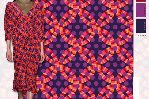 几何圆点拼接矢量图服装纺织面料数码印花花型素材