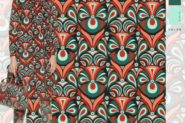 几何多边形多彩拼接矢量图服装纺织面料数码印花花型素材