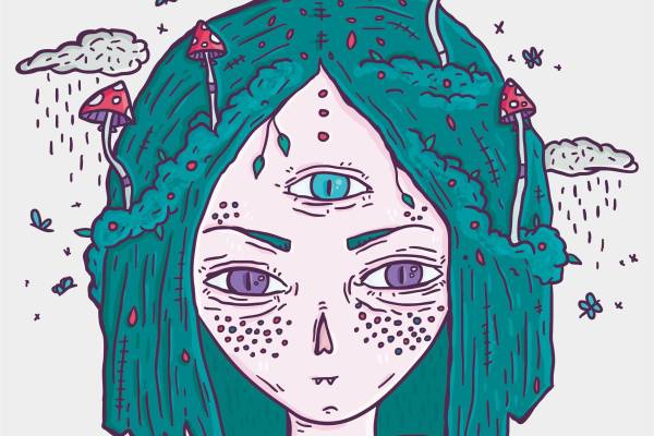 卡通人物云朵蘑菇矢量图服装裁片烫图印花花型素材