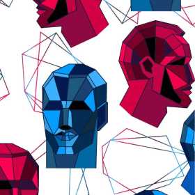 几何拼接人物头像矢量图服装纺织面料数码印花花型素材