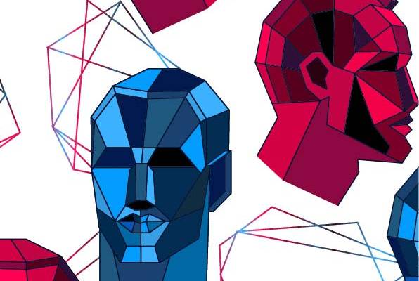 几何拼接人物头像矢量图服装纺织面料数码印花花型素材