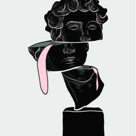 人物头像雕塑矢量图服装裁片T恤烫图印花花型素材