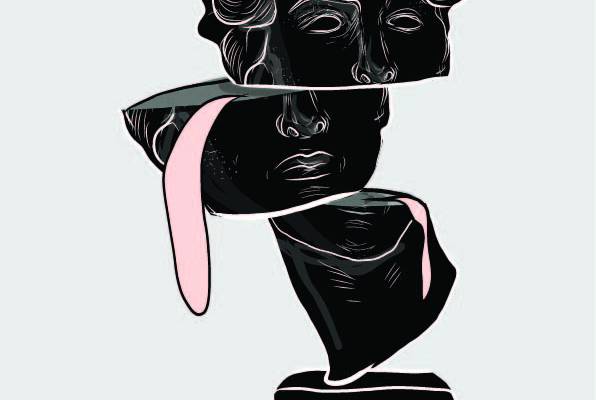 人物头像雕塑矢量图服装裁片T恤烫图印花花型素材