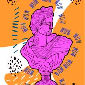 人物雕塑几何圆点拼接矢量图服装裁片T恤烫图印花花型素材