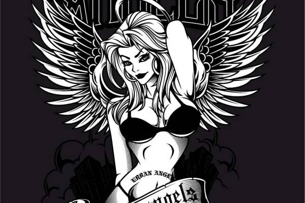 卡通人物翅膀字母矢量图服装裁片T恤烫图印花花型素材