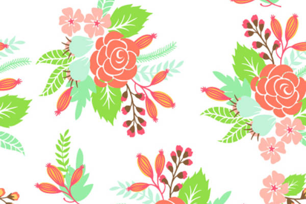 水彩植物花卉印花矢量图服装纺织面料数码印花花型素材