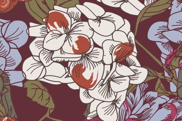 多彩几何植物花朵拼接矢量图服装纺织面料数码印花花型素材