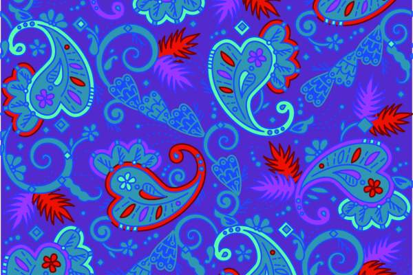 心形几何腰果花纹矢量图服装纺织面料数码印花花型素材