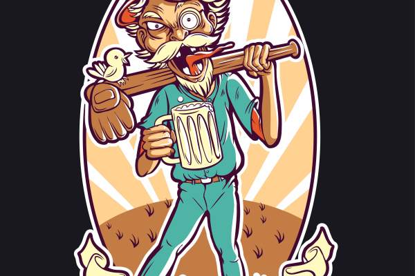 几何卡通棒球手矢量图服装裁片T恤烫图印花花型素材