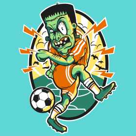 卡通足球员矢量图服装裁片T恤烫图印花花型素材