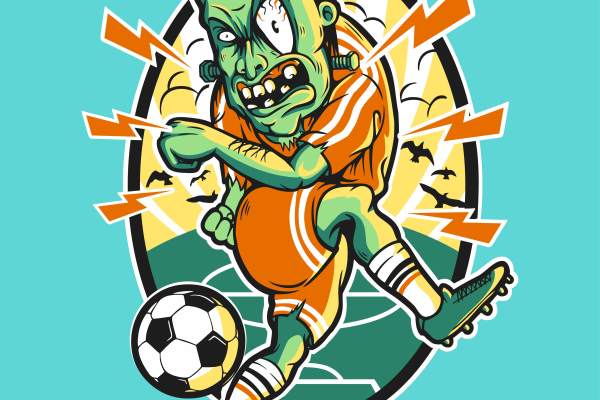 卡通足球员矢量图服装裁片T恤烫图印花花型素材