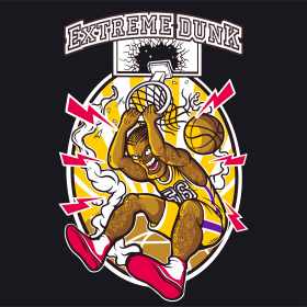 人物扣篮字母矢量图服装裁片T恤烫图印花花型素材