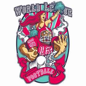 橄榄球员字母矢量图服装裁片T恤烫图印花花型素材