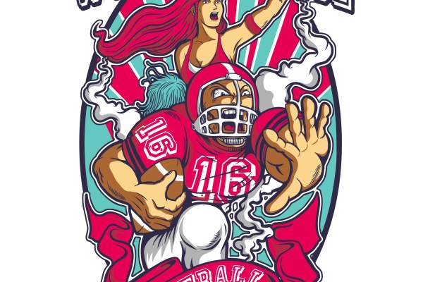 橄榄球员字母矢量图服装裁片T恤烫图印花花型素材